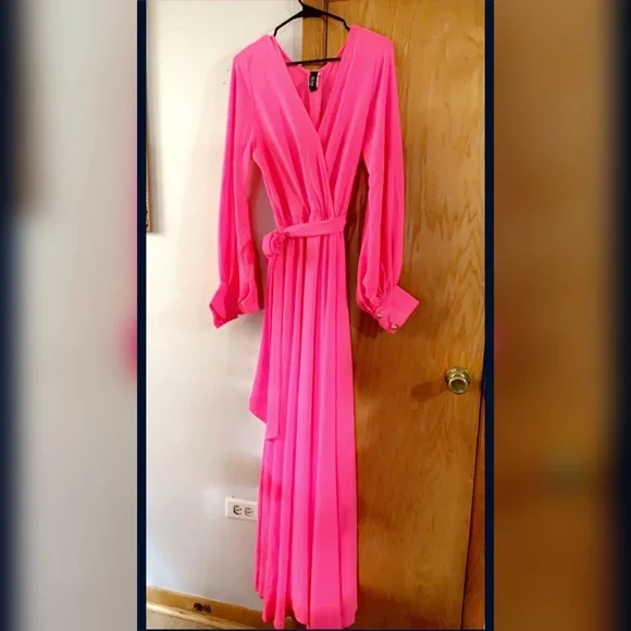 Maternity hot pink dress